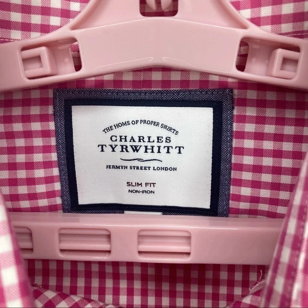 Charles Tyrwhitt Fuschia Plaid Shirt Sz: 16
